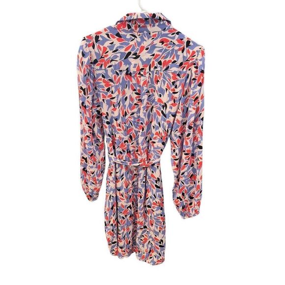 Well Worn Women's White, Blue, Red & Black Viscose Button Down Long Sleeve Dress - Picture 12 of 16